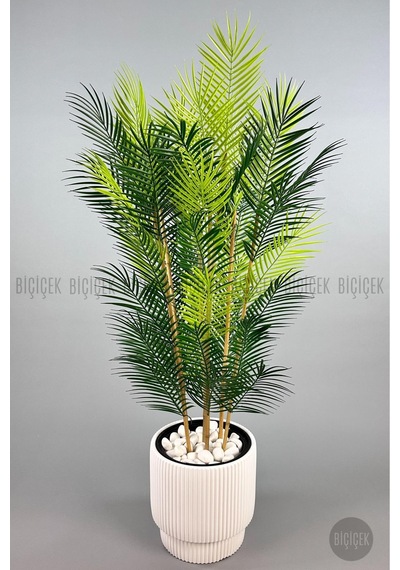 Biçiçek Yapay Areka Palmi̇yesi̇ 48 Yapraklı 150 Cm Beyaz Vega Saksıda