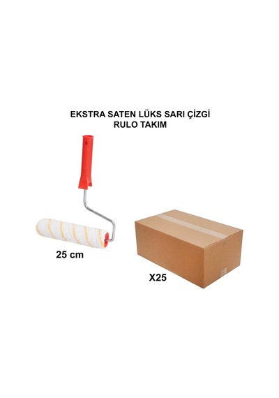 25 Cm 25 Adet Ekstra Saten Lüks Sarı Çizgi Rulo, Toptan