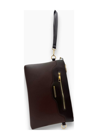 Sanmorris Kadın Suni Deri Ayarlanabilir Çapraz Ve El Askılı Portföy, Clutch Çanta S-1360 Koyu Kahverengi