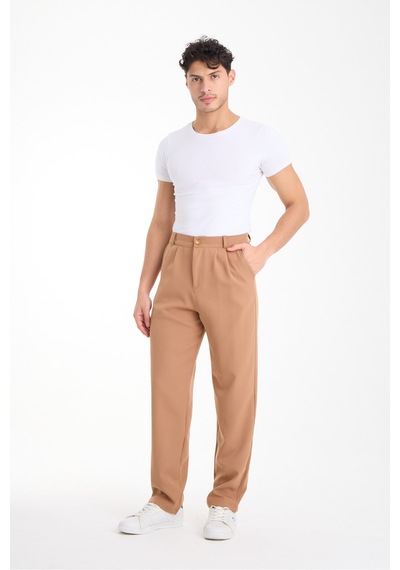 Gugus Erkek Baggy İthal Kumaş Pantolon Bej