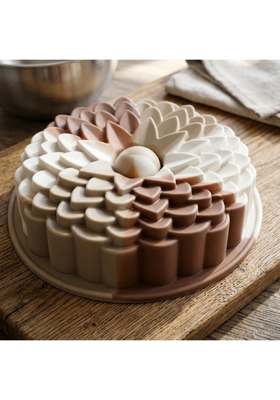 Deconox Klasik Dilimli Çiçek Tasarımlı Silikon Kek Kalıbı - Yapışmaz Ve Esnek Pasta Kalıbı 22x5 Cm, 1 Adet Diğer