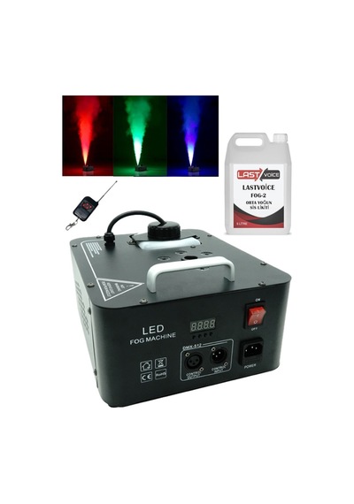 Quenlite Volcano-2000LK 2000 W LED Likitli Işıklı ve Uzaktan Kumandalı DMX Sis Makinesi 5 L