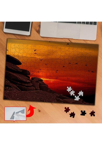 Kızıl Gökyüzünde Uçan Kuşlar 240 Parça Puzzle Yapboz Tablo-3029