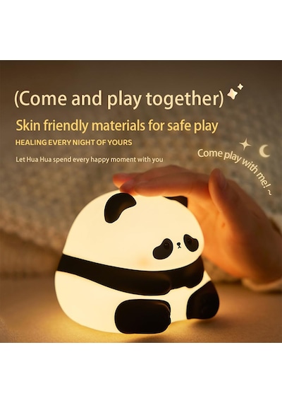Sevimli Panda Dokunmatik Renk Değiştiren Gece Lambası Rgb Beyaz