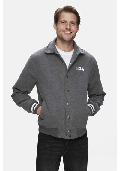 Ucla Keane Koyu Gri Kaşe Kolej Ceket Çıtçıtlı Standard Fit Erkek Ceket Koyu Gri
