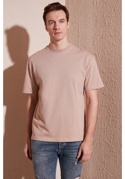 Buratti Pamuklu Relaxed Fit Sıfır Yaka Erkek T Shirt 5905446 Kum