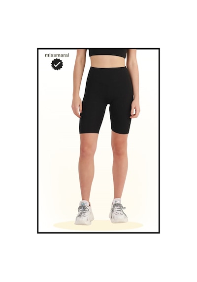 Missmaral Kadın Siyah Yüksek Bel Toparlayıcı Tayt Kısa Spor Şort Deniz Havuz Spor Biker Shorts 1070 SiYAH