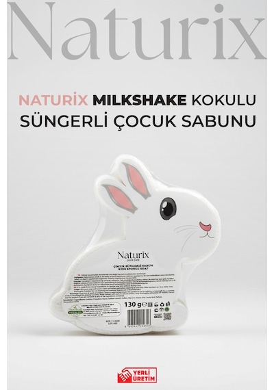 Çilekli Milkshake Kokulu Tavşan Görünümlü Süngerli Çocuk Sabunu 130 Gr Çilek