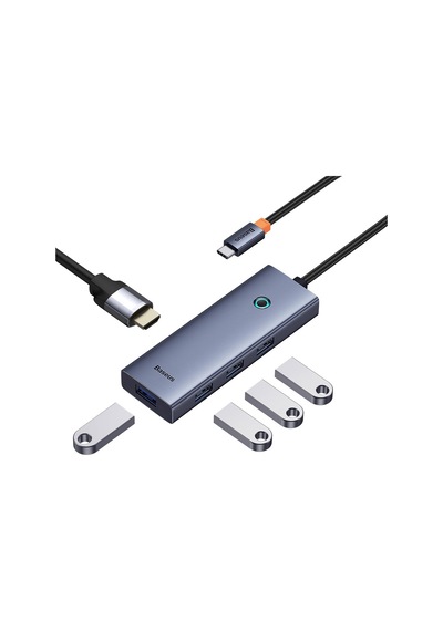 Baseus Ultrajoy 5 İ 1 Arada Usb Hub, 1x Hdmı 4k 30hz + 4x Usb 3.0 Port, Çoklayıcı Adaptör, Type-c Girişli Cihazlar İçin Uyumlu, Gri Sku: Mır8690010057112