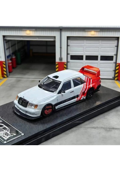 Rhino Model 1/64 Mercedes Benz 190e W124 White Red Stripe
