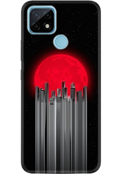 Realme C11 2021 Kılıf Silikon Desen Özel Seri Red City 1707