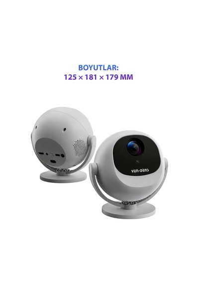 Ven-dens Vd-pjt002 Android 14 Taşınabilir Led Projeksiyon Cihazı, Hd 720p, 150 Ansı Lümen, Beyaz