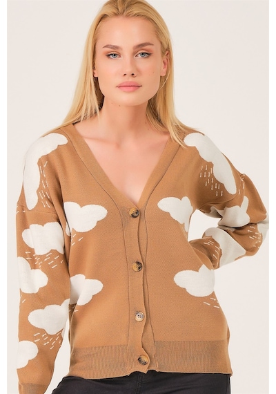 Dewberry Kadın Bulut Detaylı Hırka Z3009 Camel