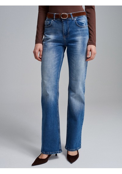 Dilvin 72296 Düşük Bel Kemerli Pantolon-mavi Mavi