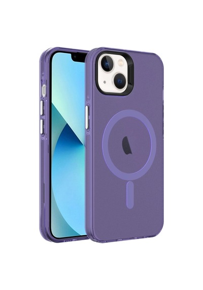 Apple Uyumlu  iPhone 13 Kılıf Zore M-safe Şarj Özellikli Buzlu Transparan C-pro Sert Kapak