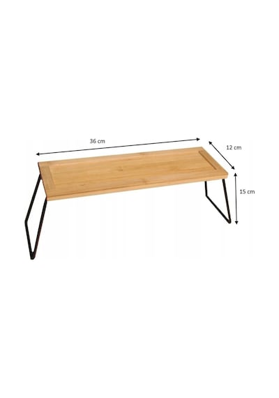 Telly Metal Ayaklı Bambu Tezgâh Üstü Düzenleyici Raf/sunumluk/organizer 36x12x15 Cm Genel