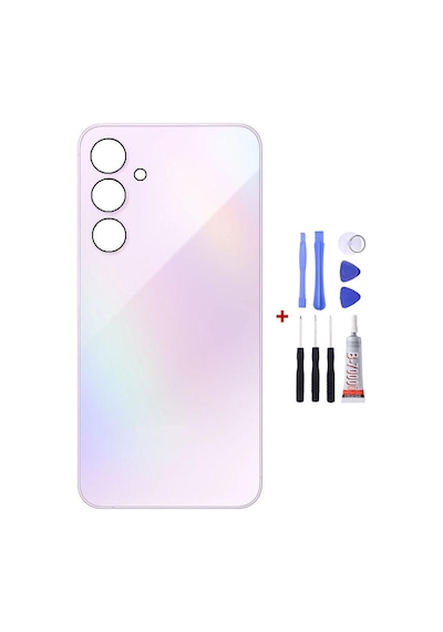 Samsung A54 Mor Uyumlu Arka Cam Kapak Pil Kapağı Tamir Set B7000 Set Mor