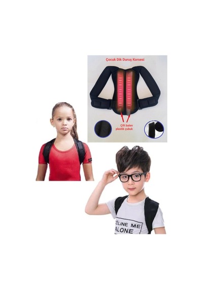 Unisex Çocuk Dik Duruş Korsesi Medikal Ortopedik Balenli Korse Posturex Bel Sırt Kambur Korsesi