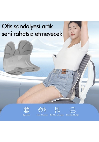 Ergonomik Bel Destekli Oturma Minderi Postür Düzeltici İş Ev Ve Araç Kaymaz Sırt Ve Koltuk Yastığı