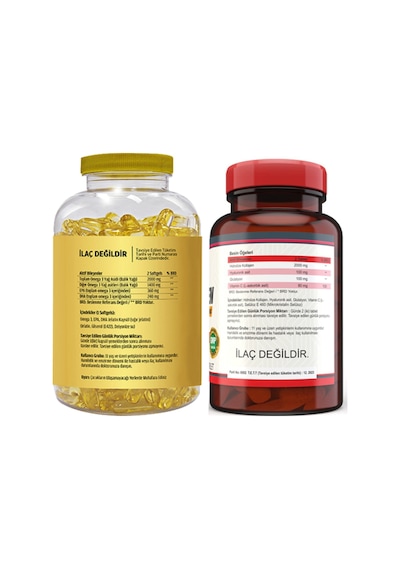 Omega 3 Balık Yağı 180 Softgel & Nevfix Collagen Glutation Hyaluronic Acid Vitamin C 120 Tablet