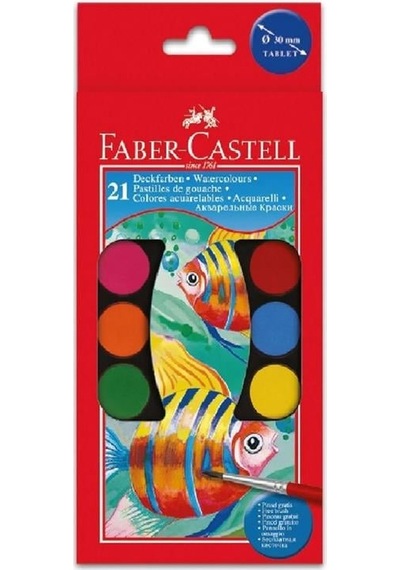 Faber Castell 21 Renk Büyük Boy Sulu Boya Çok Renkli