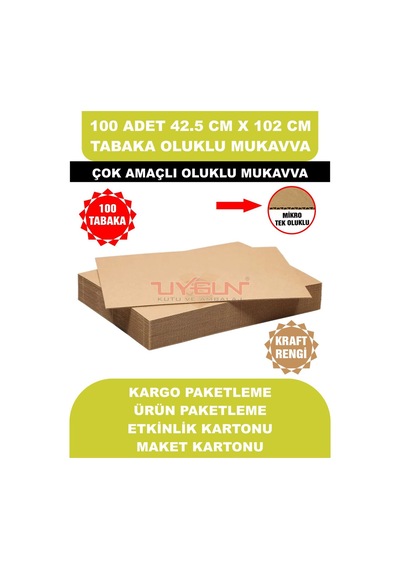 100 Adet 42.5cm X 102cm Baskısız Tabaka Oluklu Mukavva, Çocuk Etkinlik Kartonu, Maket Kartonu, Kargo Kartonu