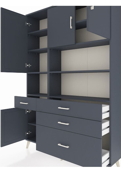 Arges Dolap 9 Raflı 4 Çekmeceli 4 Kapaklı 132x30x195 Antrasit-antrasit/antrasit Antrasıt/antrasıt Arges Dolap 9 Raflı 4 Çekmeceli 4 Kapaklı 132x30x195 Antrasit-antrasit/antrasit Antrasıt/antrasıt