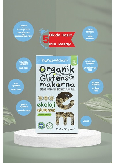 Organik Glutensiz Makarna Karabuğdaylı Burgu 200 Gr