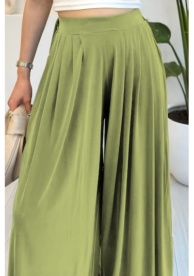 Feela Moda Premium Modal Kumaş Pileli Şalvar Kadın Pantolon 2012 Haki Feela Moda Premium Modal Kumaş Pileli Şalvar Kadın Pantolon 2012 Haki