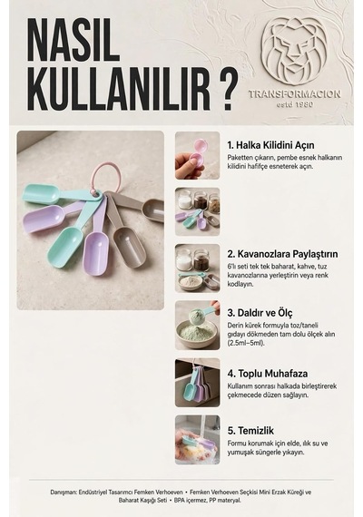 Tr 6'li Renkli Mini Baharat Kaşığı Seti Plastik Erzak Ölçü Küreği Kahve Tuz Baharat Kavanoz İçi Kaşık 72347 Genel