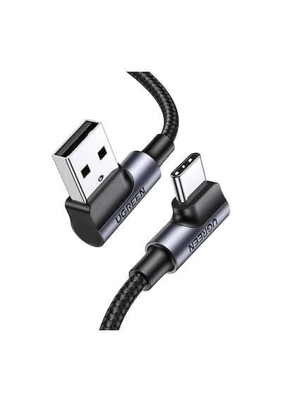 Ugreen Usb-c - Usb-a 3a Qc 90 Derece Hızlı Şarj Kablosu, 3 M, Uzay Grisi, 70875