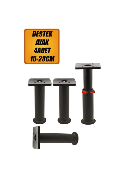 Golwo Ayarlanabilir Destek Ayağı 15 X 23 Cm Siyah Ayak Mobilya Kanepe Baza Koltuk Ünite 4adet Ayk. Diğer