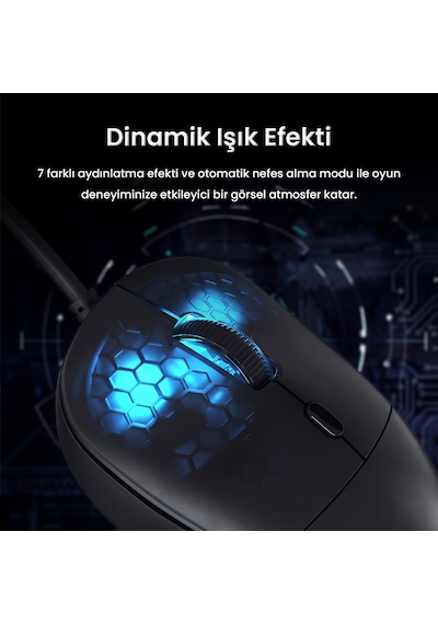 Aula S35 7200 Dpı Rgb Efektli Makrolu Usb Kablolu Gaming Oyuncu Mouse Beyaz
