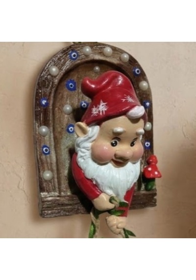 Yılbaşı Tasarımlı Fenerli Şans Cücesi O116 11x15 Cm