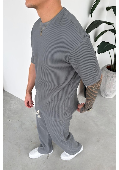 Füme Ottoman Kumaş Oversize Tişört