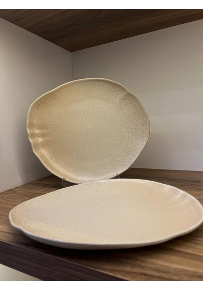 2'li Sahara Tone Oval Tabak 30 Cm Servis-sunum-kahvaltı-peynir-şarküteri Çok Amaçlı Gourmet Tabak Çok renkli