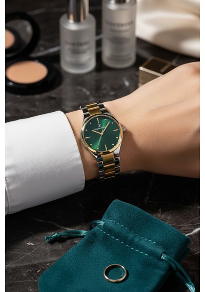 Daniel Klein 8682308439880 Yeşil Special Edition Çelik Kordonlu Sevgili Çift Kol Saatleri Gold - Gümüş