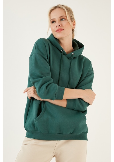 Lela Regular Fit Pamuklu Kapüşonlu Yaka Şardonlu Kışlık 2'Li Paket Bayan Sweat 5863854S2 Nefti-Ekru