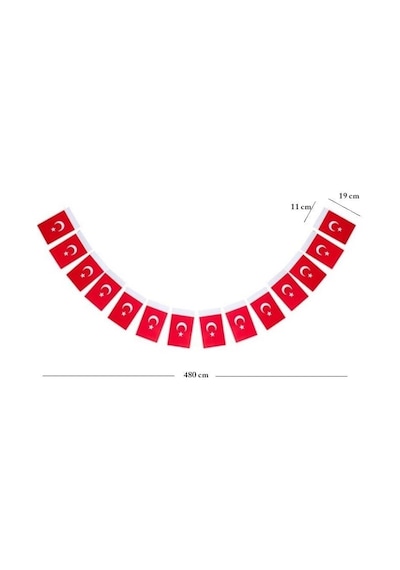 Türk Bayrağı, İpli, Kağıt, Büyük, 480cm - 11cm X 19cm - 40'lı Diğer