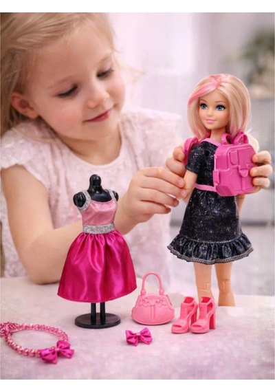 Moda Prensesi 29 Cm Ekstra Elbiseli Ve Aksesuarlı Oyuncak Bebek Seti - Değiştirilebilir Kıyafetli Sarı