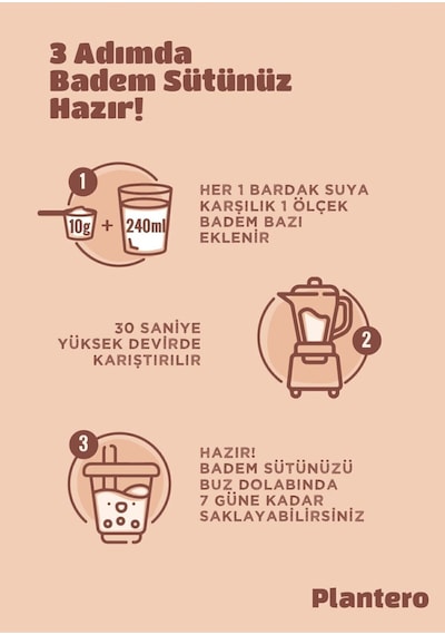 Badem Sütü Bazı Konsantre Bitkisel Süt 250gr, 6 Lt Süt, %100 Badem
