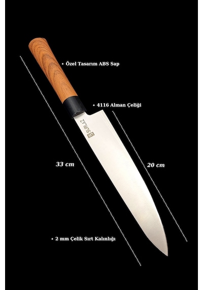 Sürlaz 3lü Japon Nakiri Şef Bıçağı Uzak Doğu Şef Bıçak Seti -