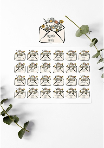 Mektup Thank You Teşekkür Stickers Paketleme Çıkartma Pytkstk99