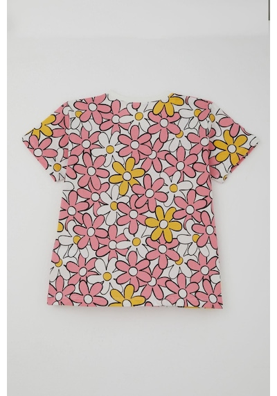 Breeze Kız Çocuk Şortlu Pijama Takımı Renkli Papatya Desenli 4-8 Yaş, Karışık Renk Çok Renkli