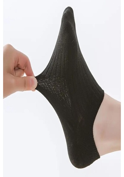 Ozzy Socks 6 Çift Kadın Siyah Şık Çizgili Rahat Sneaker Çorap Siyah