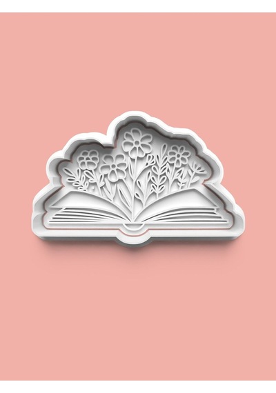Kitap Temalı Çiçek Figürü Kurabiye Kalıbı Ve Şeker Hamuru Kalıbı
