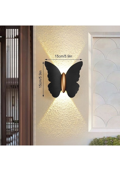 2 Adet Elektrikle Çalışır, 6 Watt Amber Işık Ledli Kelebek Duvar Aplik İç Ve Dış Mekan Ip65 Aplik Amber