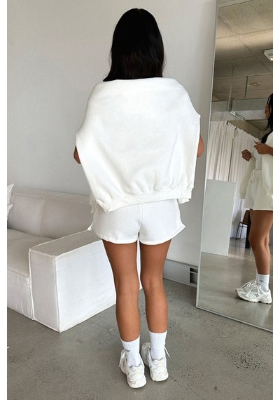 Thatsofetch Series 5 Sweatshirt - Beyaz Baskılı Oversize Kapüşonlu Beyaz
