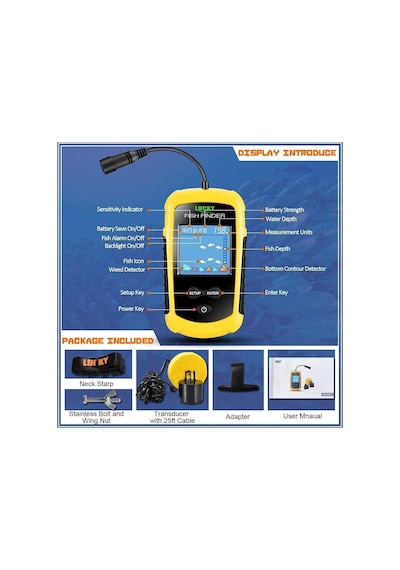 Valkyrie Lcd Renkli Ekran Taşınabilir Kablolu Balık Bulucu 100 M Nlik Aralığı Sonar Yankı Iskandil Balık Bulucu