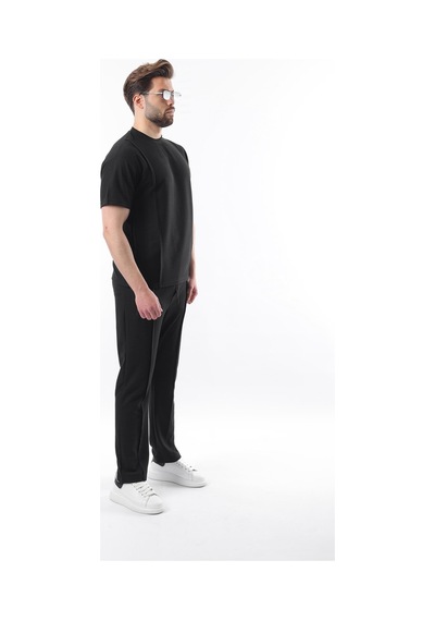 Madmext Siyah Önü Pileli Overfit Erkek Takım E7304 Siyah